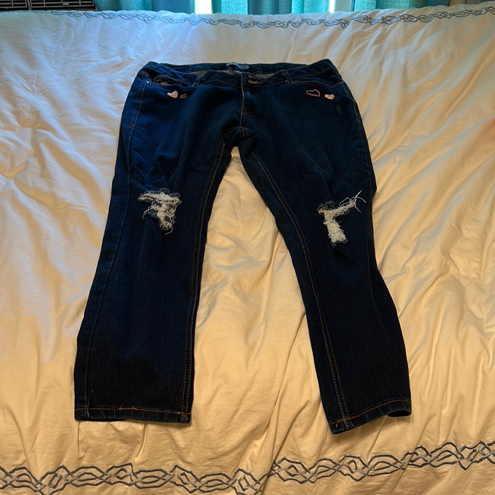 Women’s heart embroidered jeans